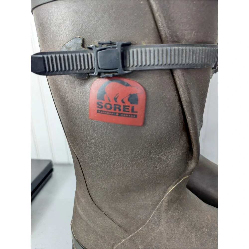 Vintage Sorel Kaufman Canada Rubber Rain Boots Size 9 Fleece Lined Waterproof